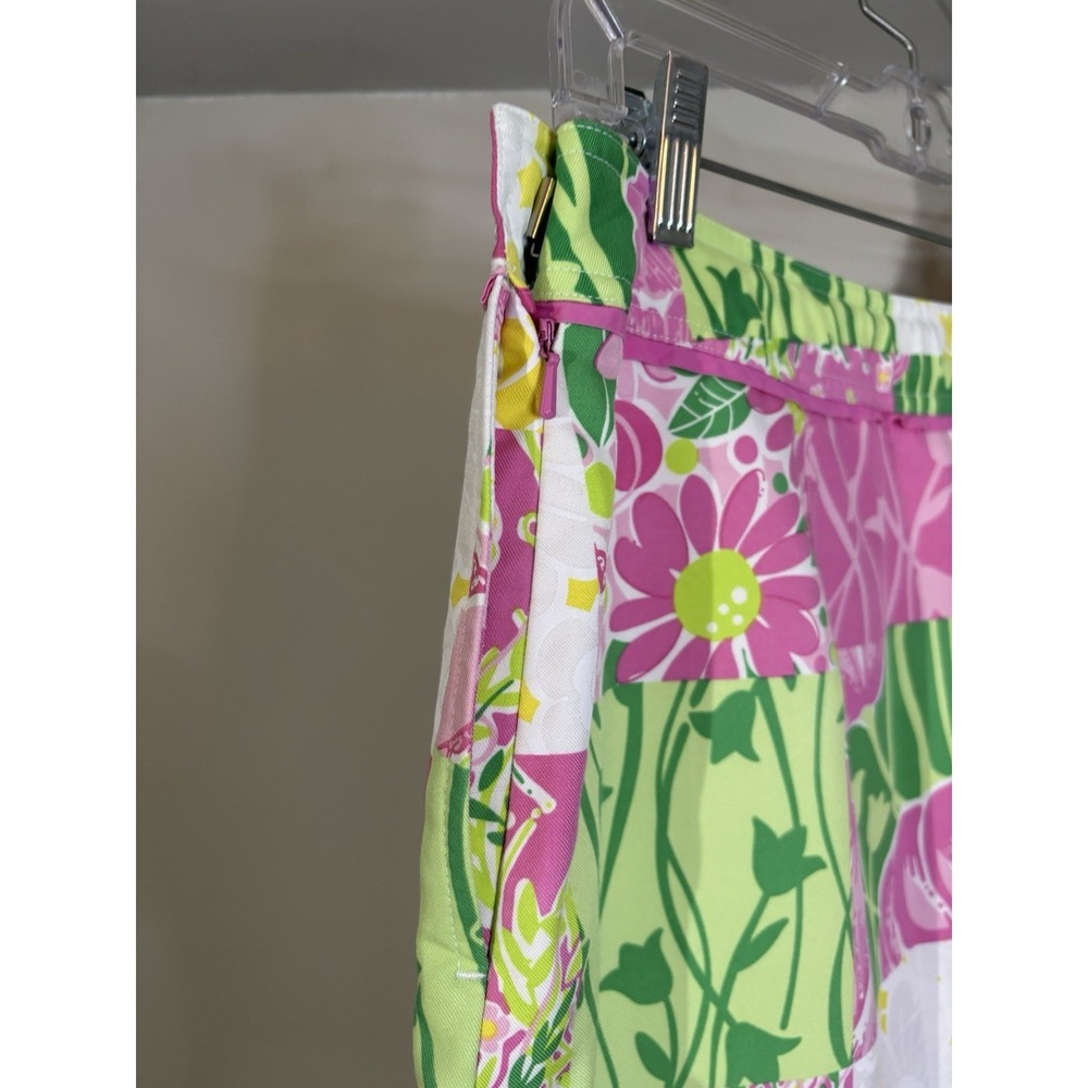 VTG LILLY PULITZER Pink Green Patch Print Skirt Skirt 10 Lion Cheetah Golf - Picture 5 of 7